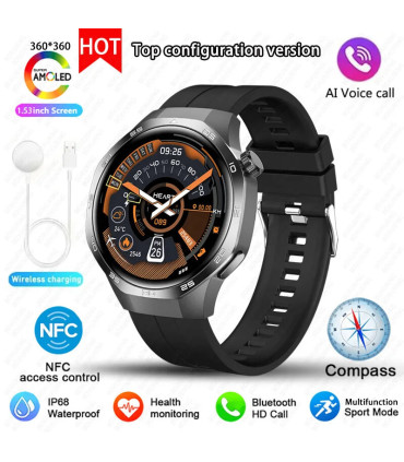 [GPS NFC Watch GT5Pro Black] Nouveau pour Huawei montre GT5 Pro montre intelligente HD AMOLED é