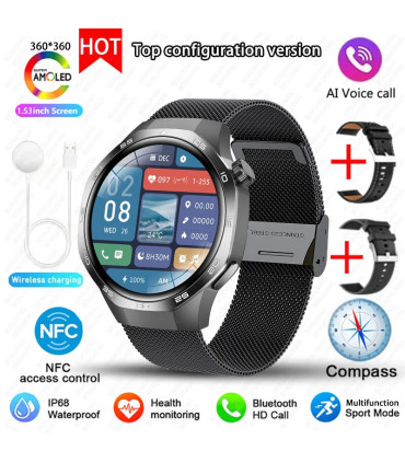 [GPS NFC Watch GT5Pro Black mesh belt] Nouveau pour Huawei montre GT5 Pro montre intelligente H