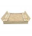 Sabbiera in legno 120x120cm con coperchio ribaltabile - Colore legno naturale - Elem Garden