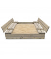 Sabbiera in legno 120x120cm con coperchio ribaltabile - Legno trattato grigio - Elem Garden