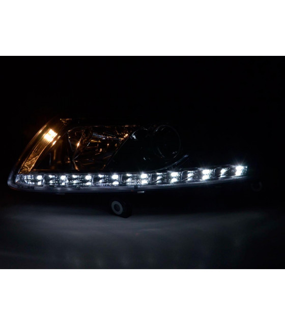 Phares - Phare Daylight LED feux de jour Audi A6 type 4F 04-08 chrome…