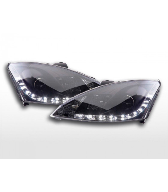 Phares - Phare Daylight à LED DRL look Ford Focus 3/4/5 portes. 01-04 noir…