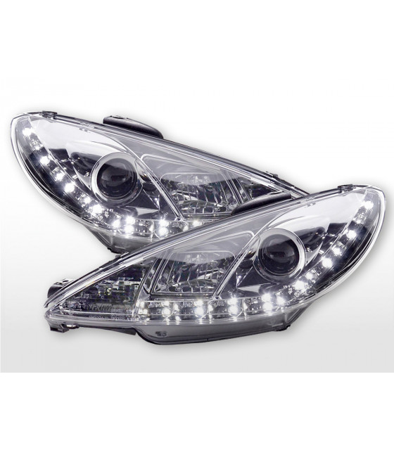 Phares - Phare Daylight LED DRL look Peugeot 206 98- chrome…