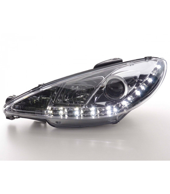 Phares - Phare Daylight LED DRL look Peugeot 206 98- chrome…