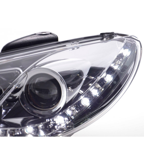 Phares - Phare Daylight LED DRL look Peugeot 206 98- chrome…