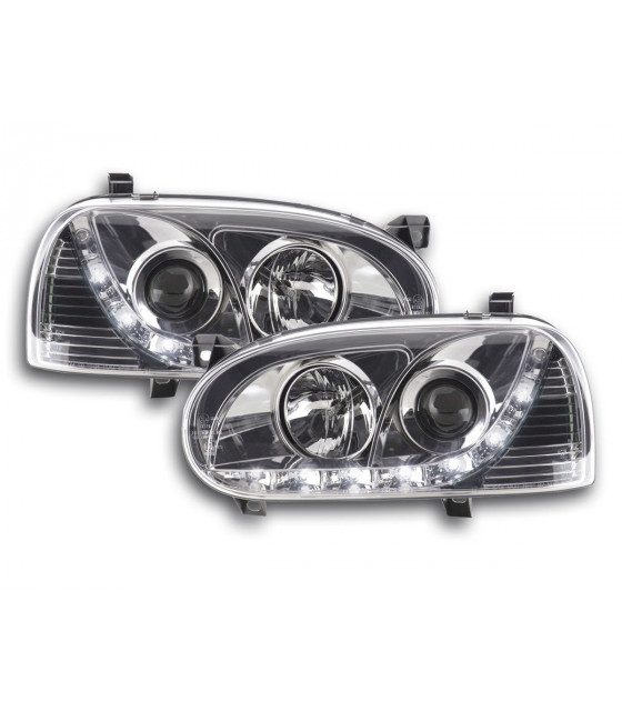 Phares - Phare Daylight LED DRL look VW Golf 3 type 1HXO 1EXO 91-97 chrome…