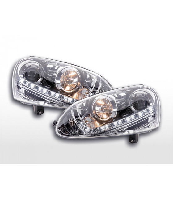 Phares - Phare Daylight LED feux de jour VW Golf 5 type 1K 03-08 chrome…