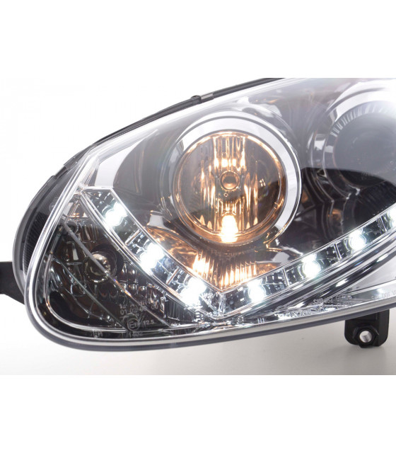 Phares - Phare Daylight LED feux de jour VW Golf 5 type 1K 03-08 chrome…