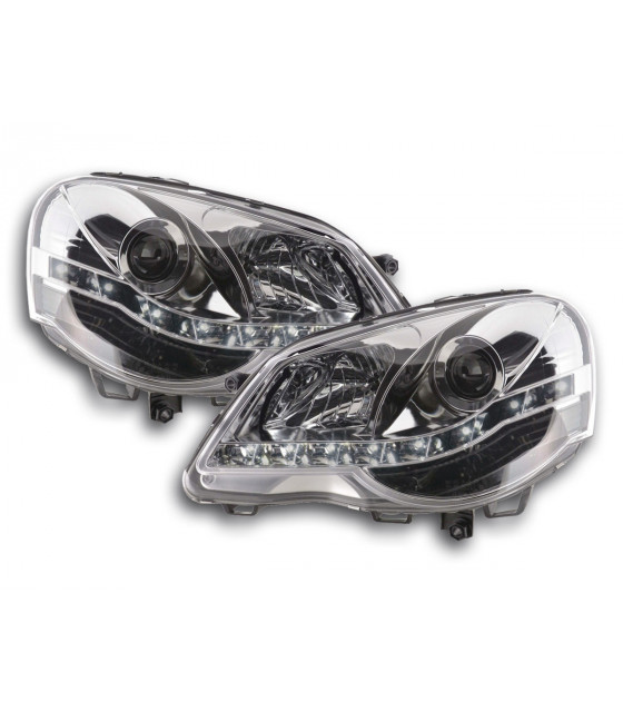 Phares - Phare Daylight LED DRL look VW Polo type 9N3 05-09 chrome…