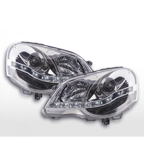 Phares - Phare Daylight LED DRL look VW Polo type 9N3 05-09 chrome…