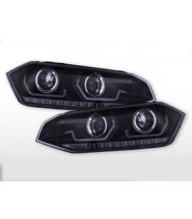 Phares - Jeu de phares feux diurnes LED VW Polo VI type AW année 17-21 noir…