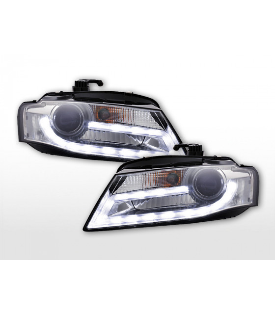 Phares - Phares Xenon Daylight LED feux de jour Audi A4 B8 8K 07-11 chrome…