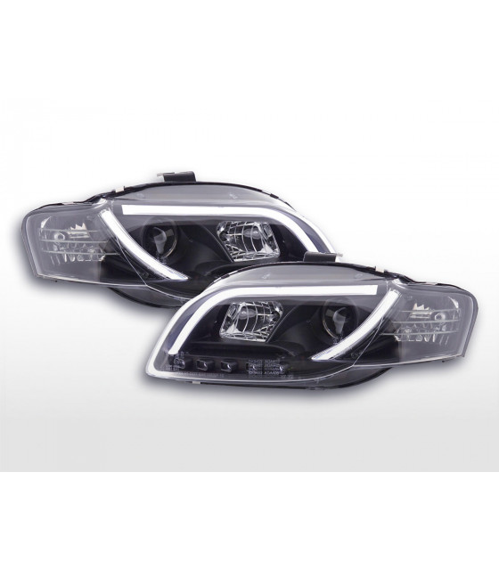 Phares - Phare Daylight à LED DRL look Audi A4 type 8E 04-08 noir pour conduite