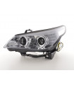 Phares - Phares avant xenon angel eyes LED BMW Série 5 E60 / E61 03-04 chrome