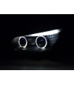 Phares - Phares Xenon Angel Eyes LED BMW Série 5 E60 / E61 03-04 noir pour