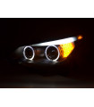 Phares - Phares Xenon Angel Eyes LED BMW Série 5 E60 / E61 03-04 noir pour