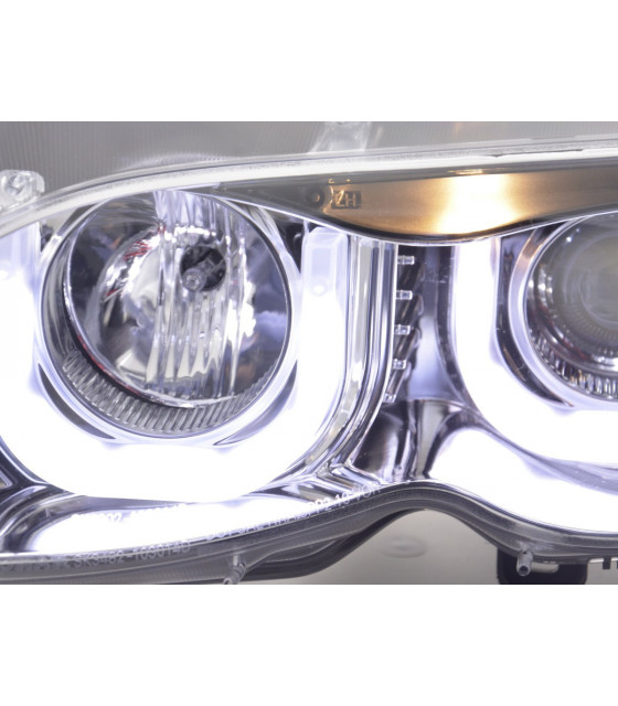 Phares - Phares angel eyes BMW Série 3 E46 Limo / Touring 02-05 chrome pour