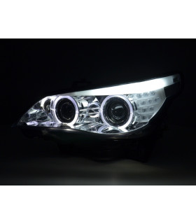 Phares - Phares xenon angel eyes LED BMW Série 5 E60 / E61 05-07 chrome…