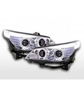 Phares - Phare avant xenon angel eyes LED BMW Série 5 E60 / E61 05-08 chrome