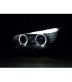 Phares - Phares Xenon Angel Eyes LED BMW 5er E60 / E61 05-08 noir pour conduite