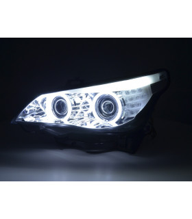 Phares - Phare avant xenon angel eyes CCFL BMW Série 5 E60 / E61 05-08 chrome