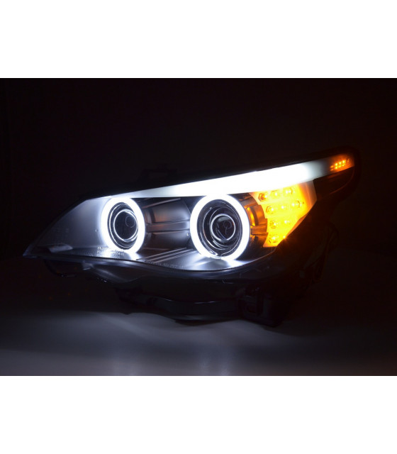 Phares - Phares xenon angel eyes CCFL BMW Série 5 E60 / E61 03-04 noir…