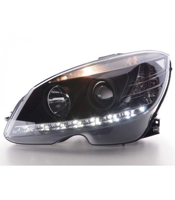 Phares - Phare Daylight LED DRL look Mercedes Classe C type W204 07-10 noir…