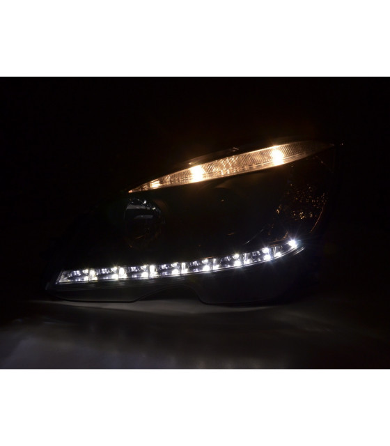 Phares - Phare Daylight LED DRL look Mercedes Classe C W204 07-10 noir…