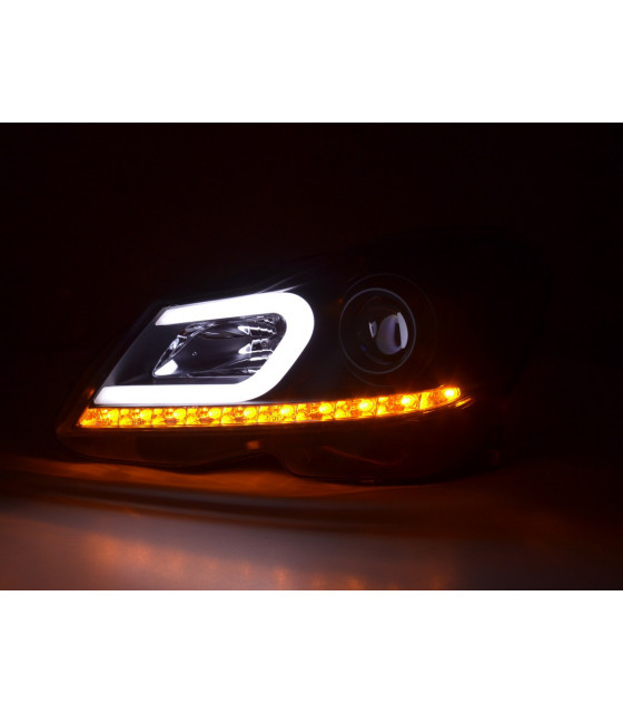 Phares - Phare Daylight LED DRL look Mercedes Classe C W204 11-14 noir…