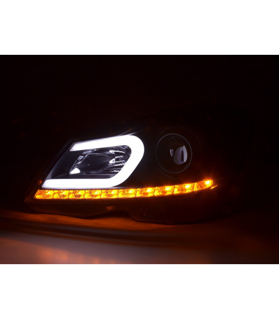 Phares - Phare Daylight LED DRL look Mercedes Classe C W204 11-14 noir…