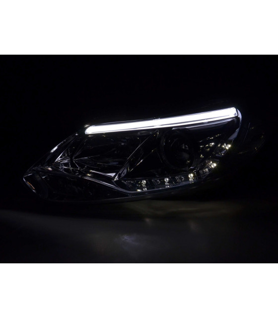 Phares - Phare Daylight LED DRL look Ford Focus 3 2010- chrome…