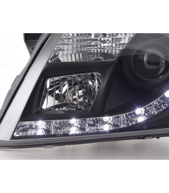 Phares - Phare Daylight LED DRL look Opel Vectra C 02-05 noir pour conduite à