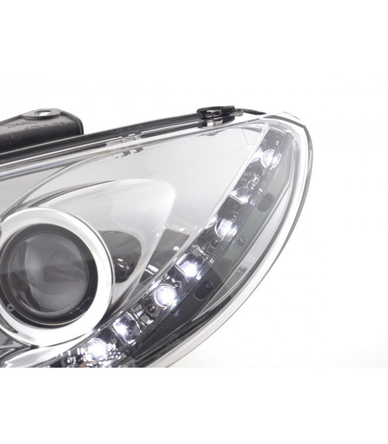 Phares - Phare Daylight LED DRL look Peugeot 206 98-07 chrome…