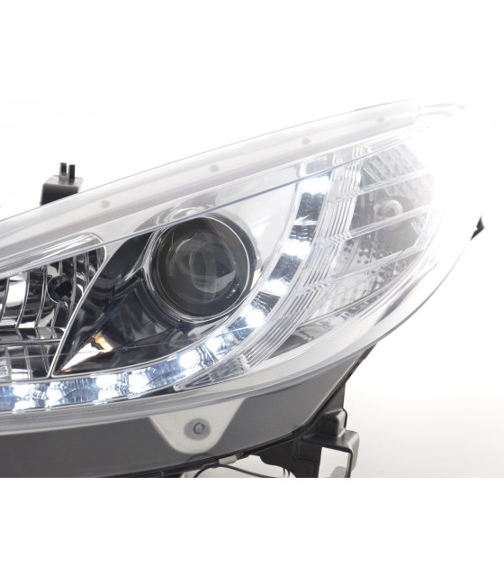 Phares - Phare Daylight LED Feux de jour LED Peugeot 207 06- chrome pour