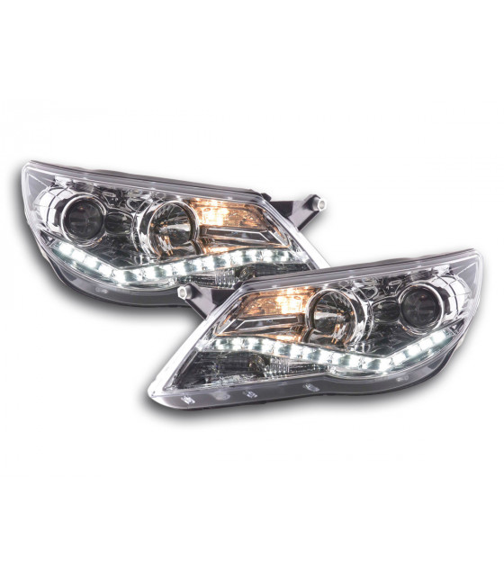 Phares - Phares Daylight LED feux de jour VW Tiguan 07-11 chrome…