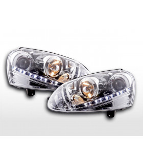 Phares - Phare Daylight à LED DRL look VW Golf 5 type 1K 03-08 chromé pour