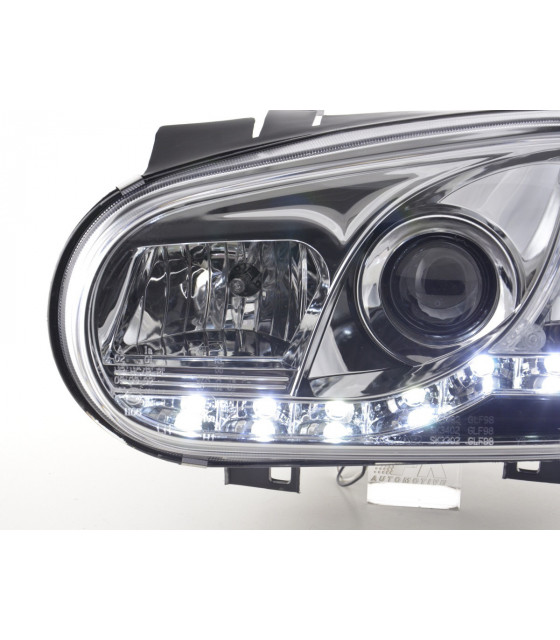 Phares - Phare Daylight LED look DRL VW Golf 4 type 1J 98-03 chromé pour