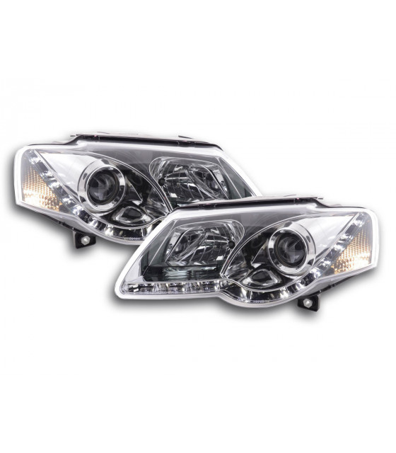 Phares - Phare Daylight LED look DRL VW Passat type 3C 05- chromé pour conduite