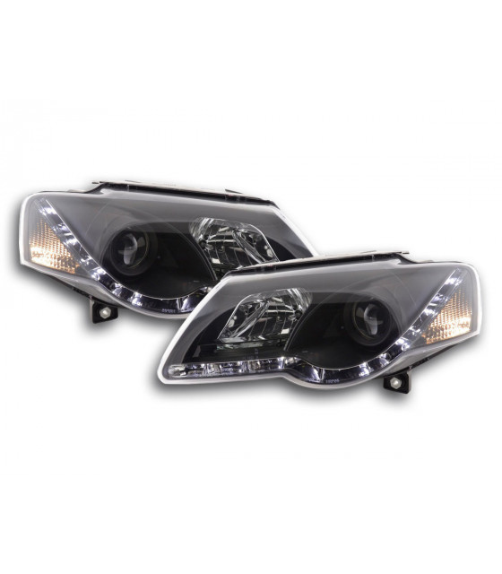 Phares - Phare Daylight LED look DRL VW Passat type 3C 05- noir pour conduite à