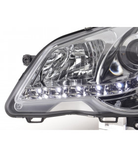 Phares - Phare Daylight LED look DRL VW Polo type 9N3 05-09 chromé pour