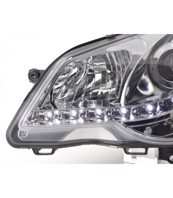 Phares - Phare Daylight LED look DRL VW Polo type 9N3 05-09 chromé pour