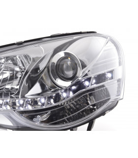 Phares - Phare Daylight LED look DRL VW Polo type 9N3 05-09 chromé pour