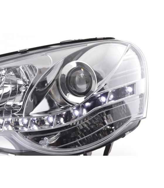 Phares - Phare Daylight LED look DRL VW Polo type 9N3 05-09 chromé pour