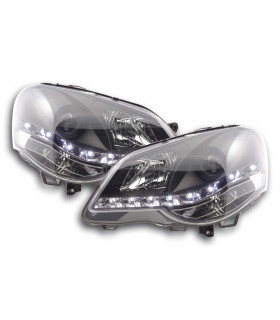 Phares - Phare Daylight LED look DRL VW Polo type 9N3 05-09 noir pour conduite