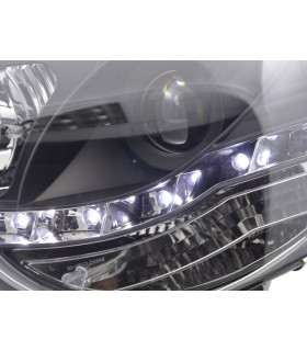 Phares - Phare Daylight LED look DRL VW Polo type 9N3 05-09 noir pour conduite