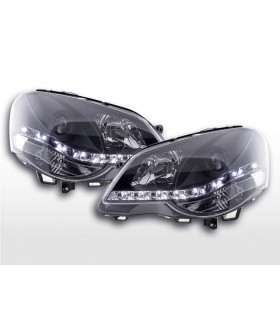 Phares - Phare Daylight LED look DRL VW Polo type 9N3 05-09 noir pour conduite