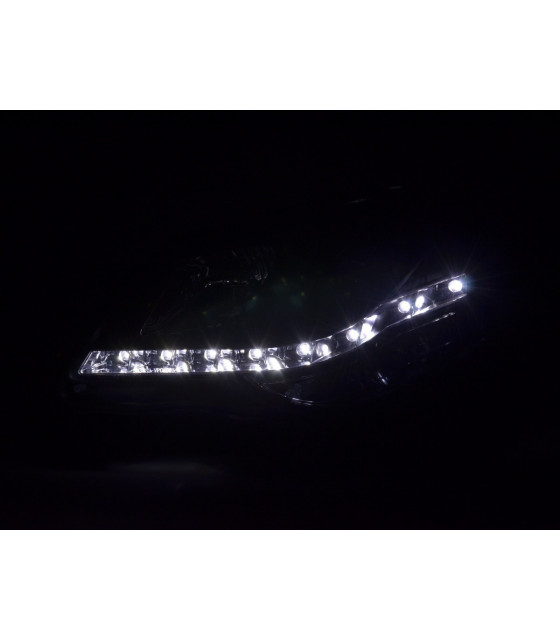 Phares - Phare Daylight LED look DRL VW Polo type 9N3 05-09 noir pour conduite