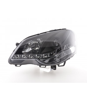 Phares - Phare Daylight LED look DRL VW Polo type 9N3 05-09 noir pour conduite