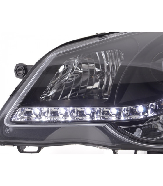 Phares - Phare Daylight LED look DRL VW Polo type 9N3 05-09 noir pour conduite