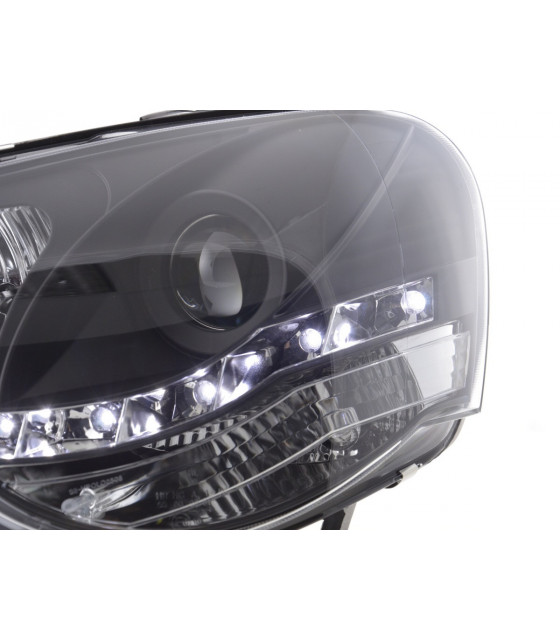 Phares - Phare Daylight LED look DRL VW Polo type 9N3 05-09 noir pour conduite